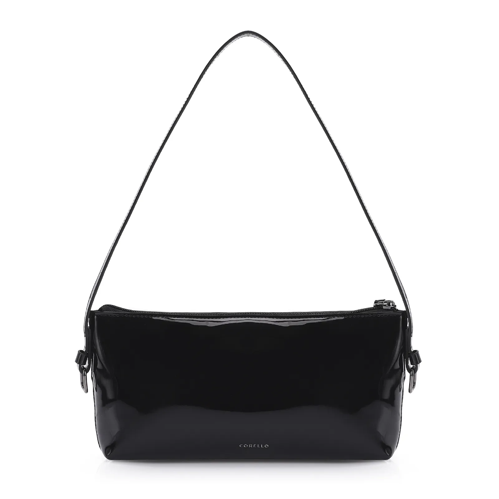 Bolsa De Ombro Fivelas Verniz Preto