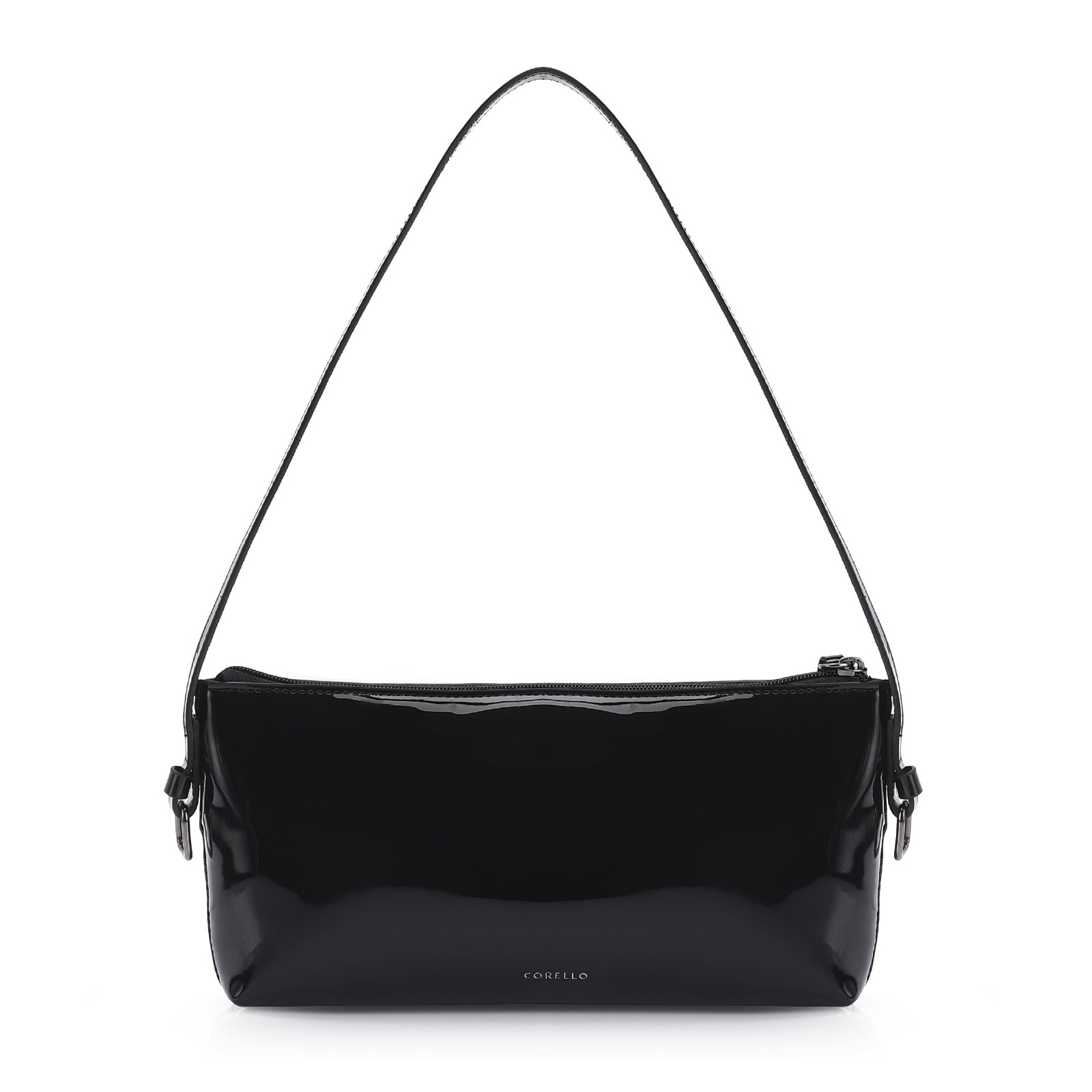 Bolsa De Ombro Fivelas Verniz Preto