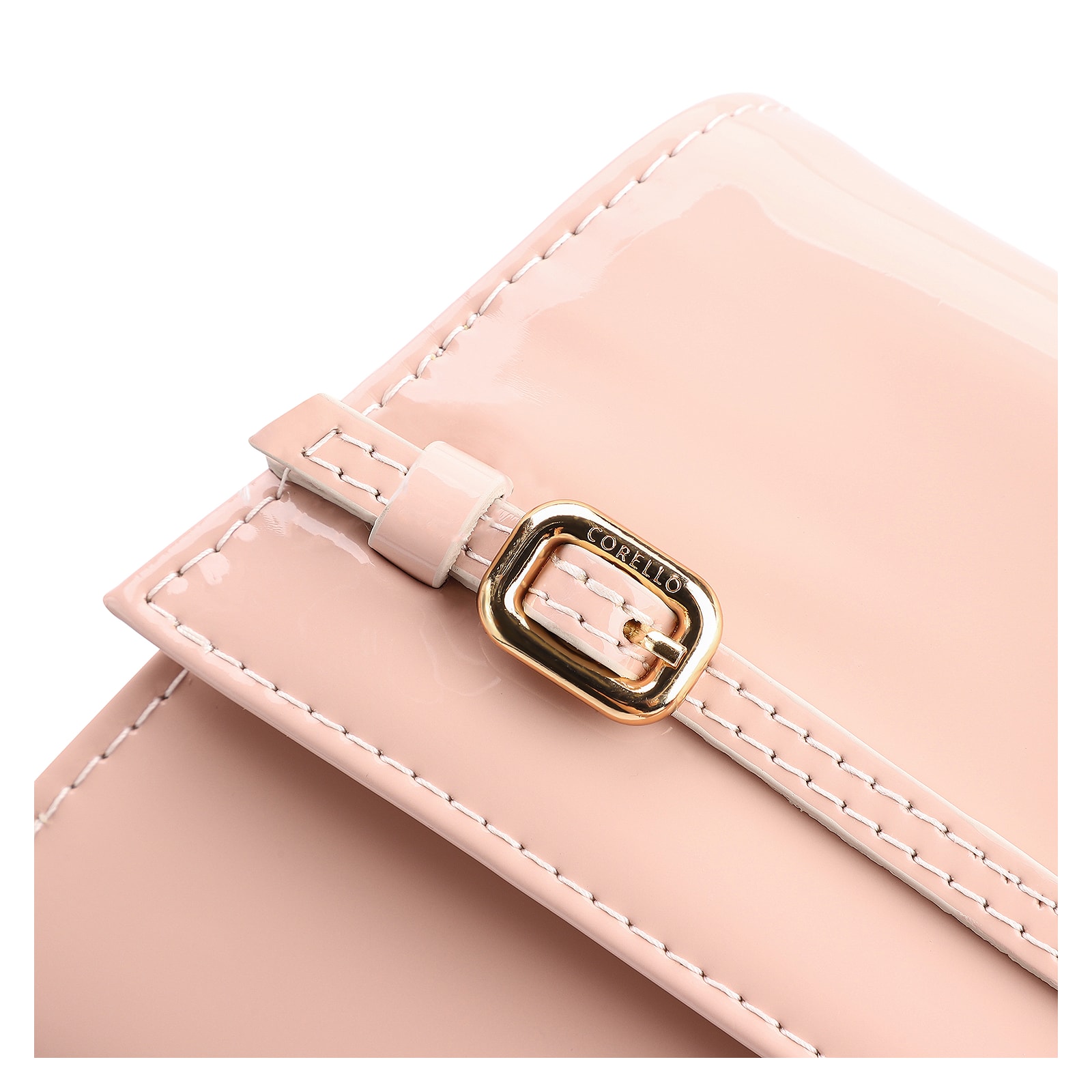 Bolsa De Ombro Fivelas Verniz Rosa