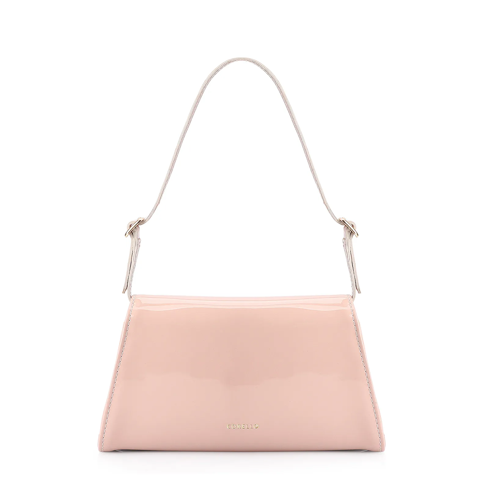 Bolsa De Ombro Fivelas Verniz Rosa