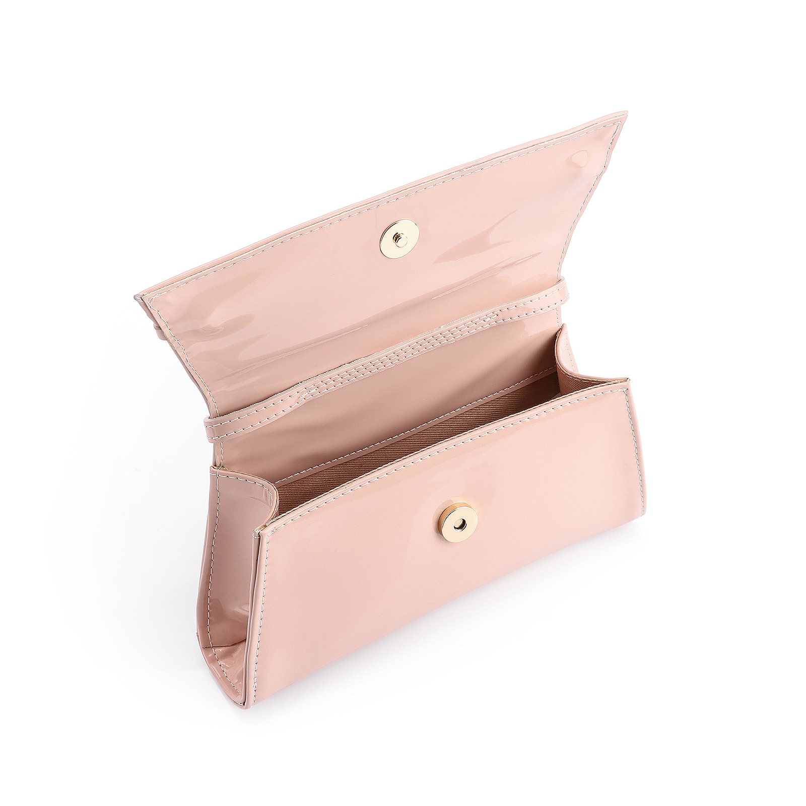 Bolsa De Ombro Fivelas Verniz Rosa