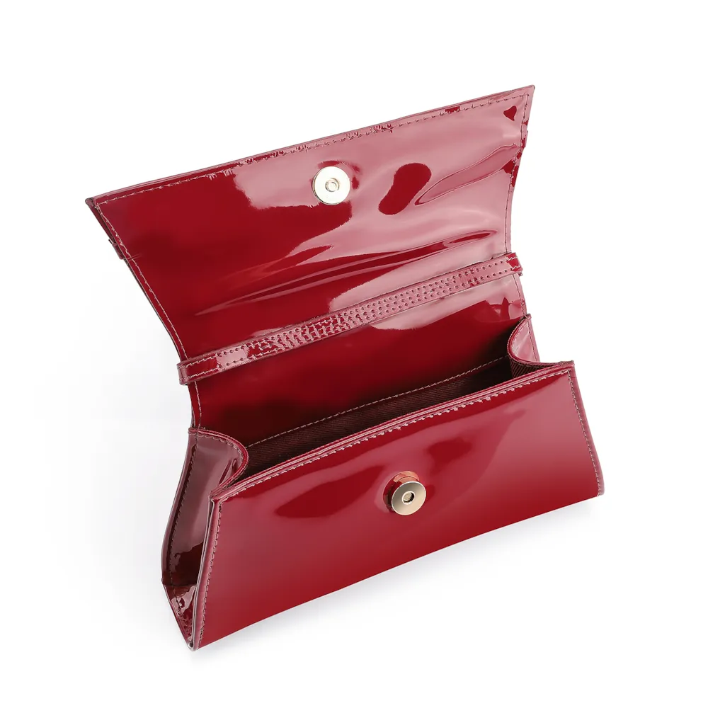 Bolsa De Ombro Fivelas Verniz Vermelho - imagem 4