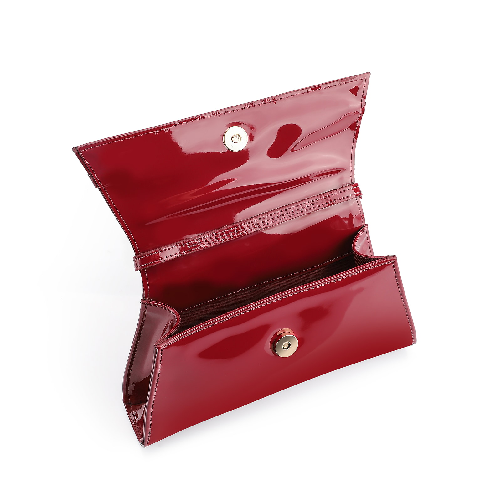 Bolsa De Ombro Fivelas Verniz Vermelho