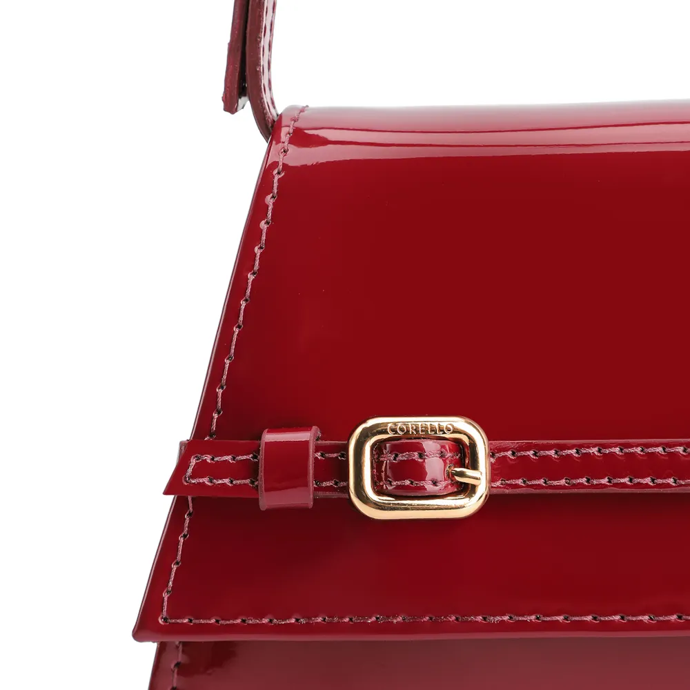 Bolsa De Ombro Fivelas Verniz Vermelho - imagem 5