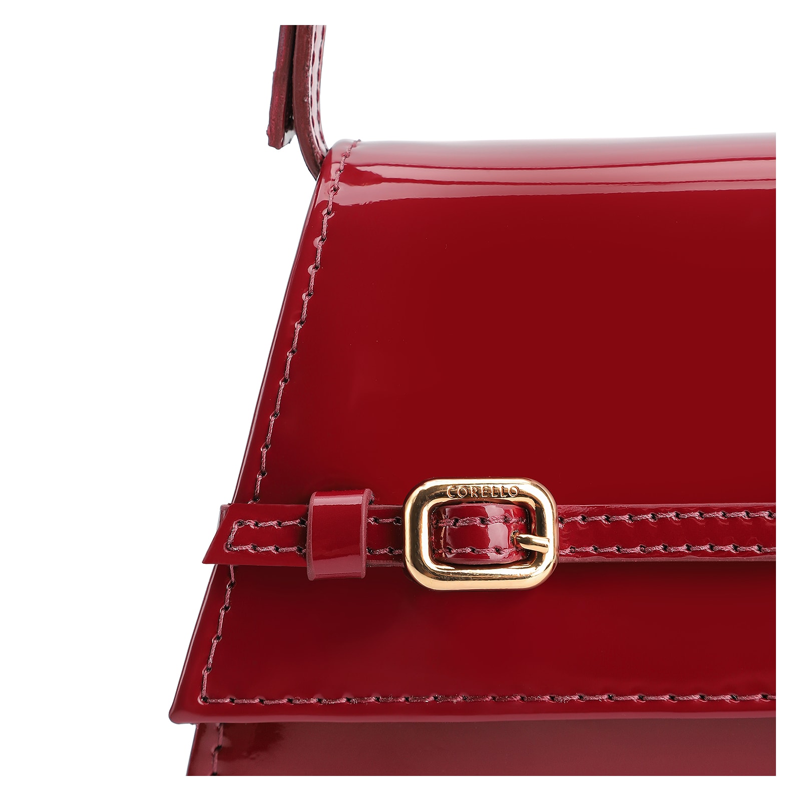 Bolsa De Ombro Fivelas Verniz Vermelho