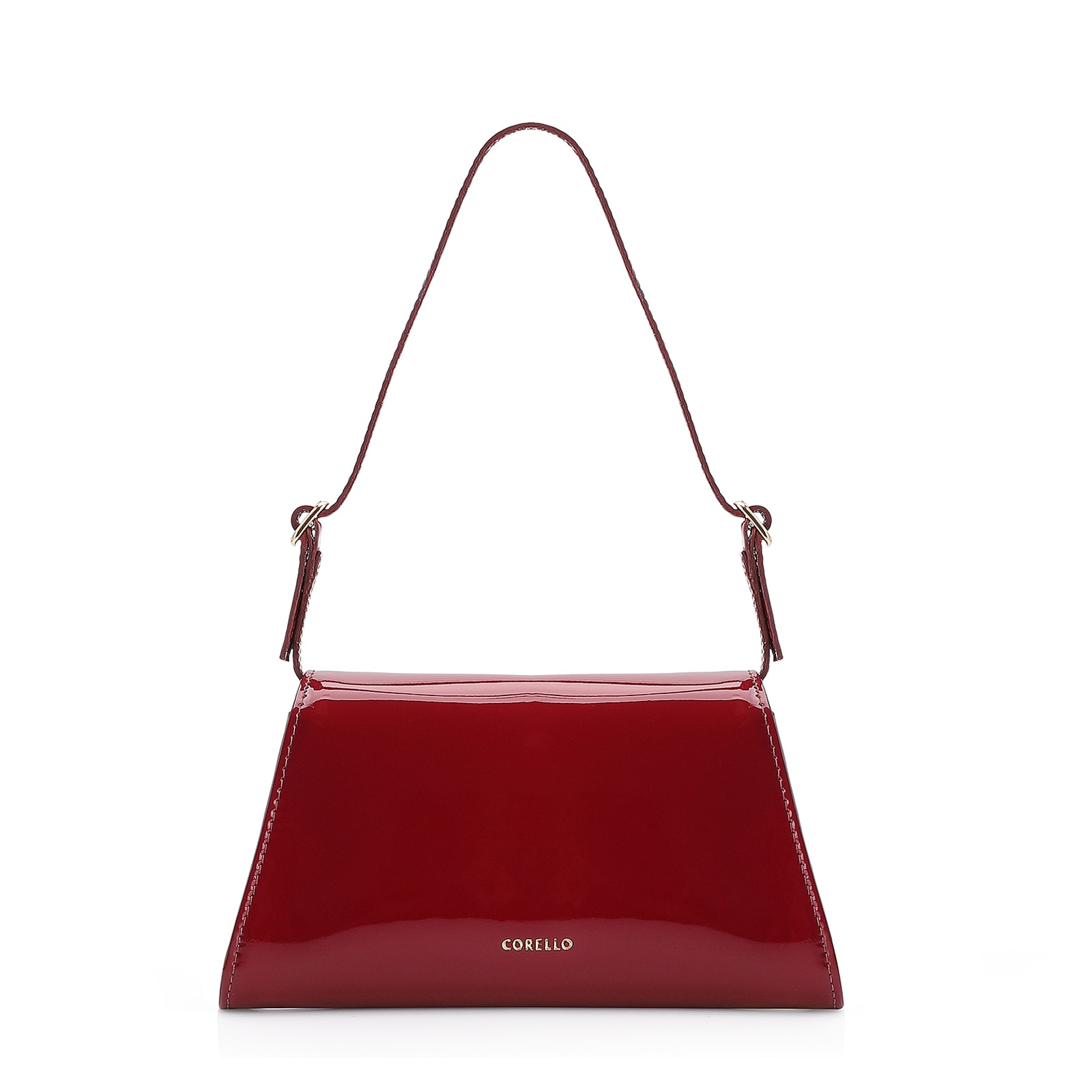 Bolsa De Ombro Fivelas Verniz Vermelho