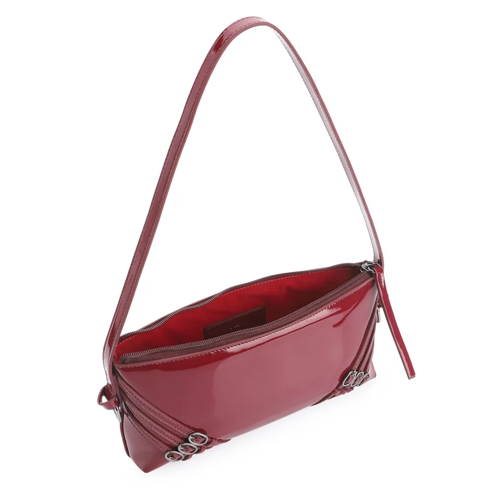 Bolsa De Ombro Fivelas Verniz Vermelho - imagem 4