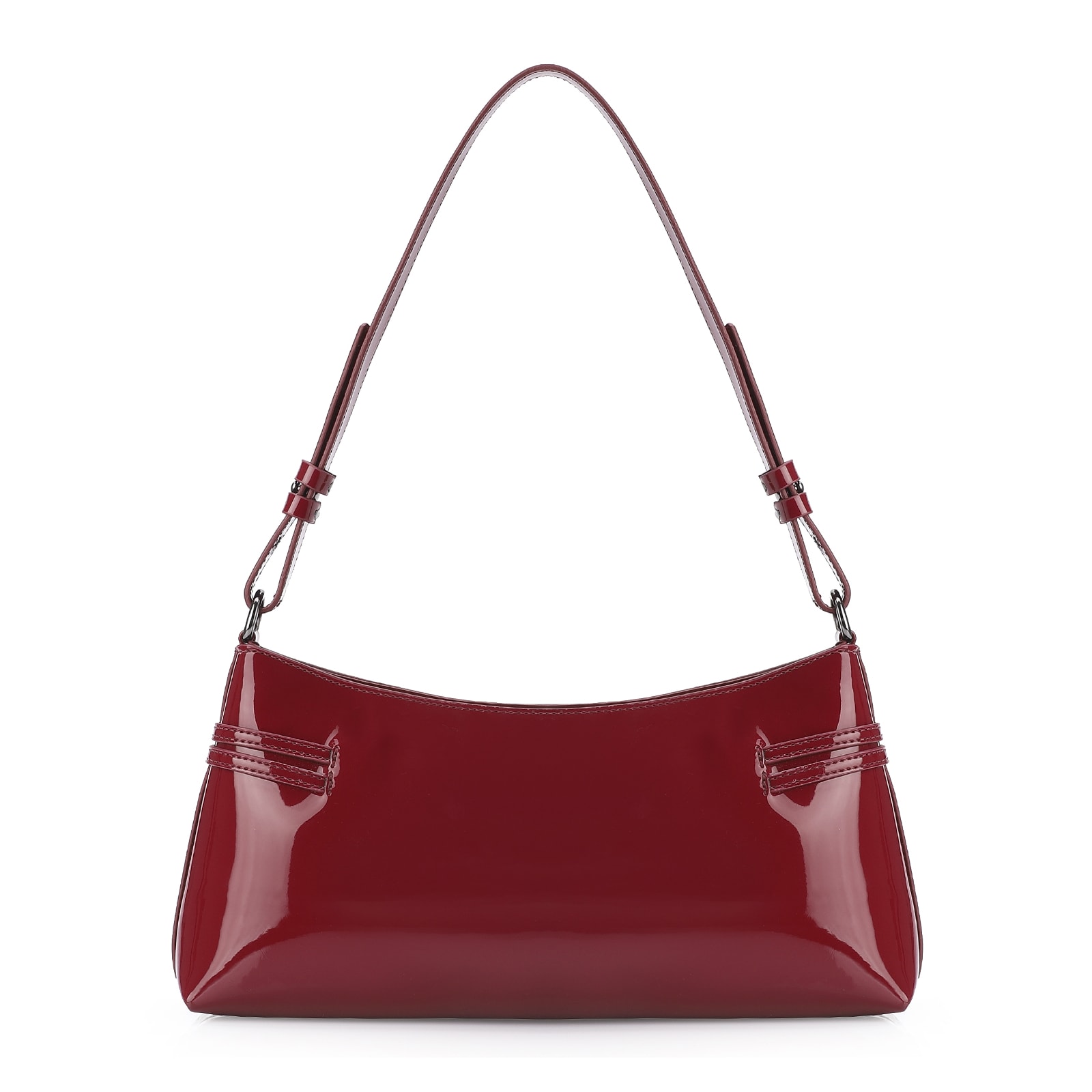 Bolsa De Ombro Fivelas Verniz Vermelho Cereja