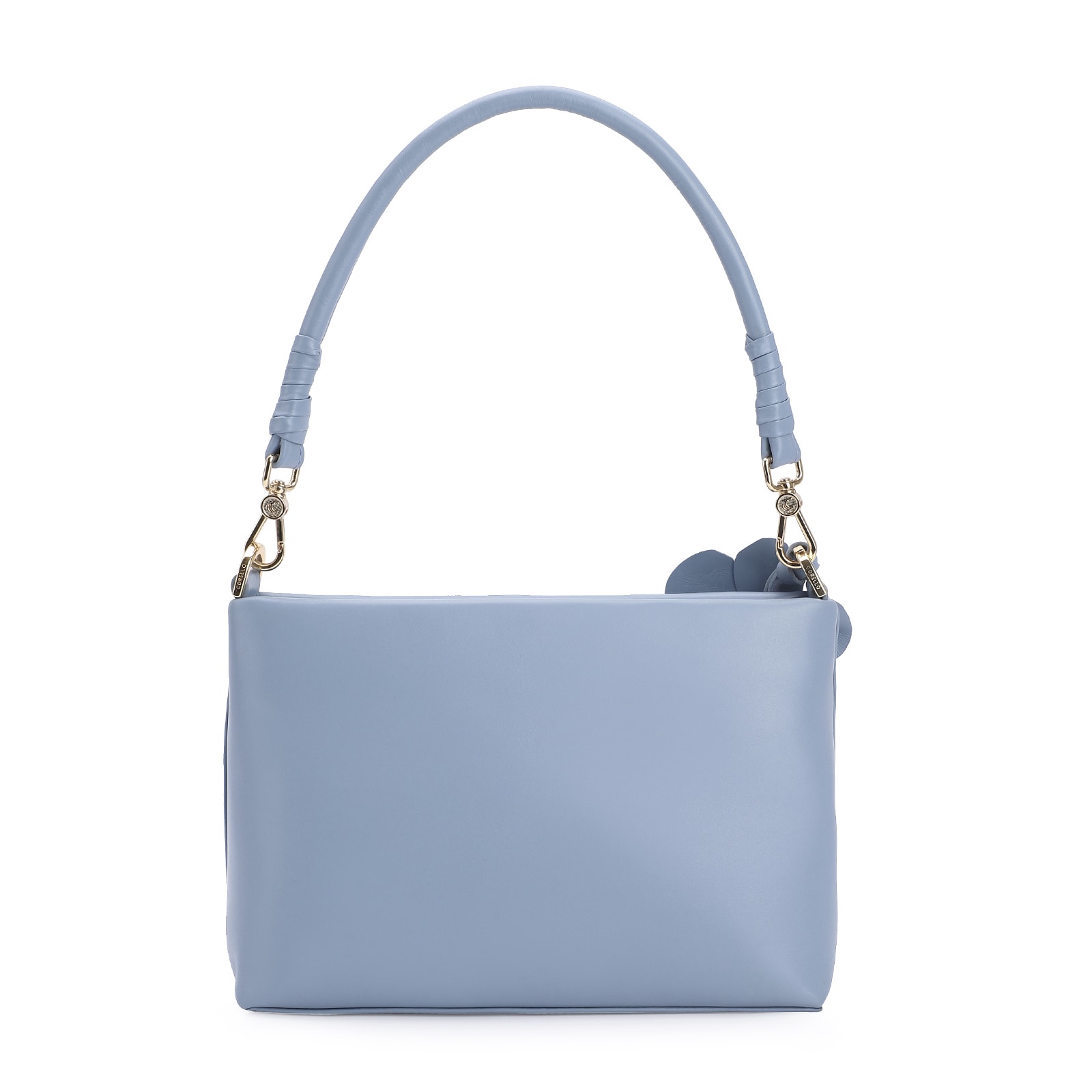 Bolsa De Ombro Flor Couro Azul