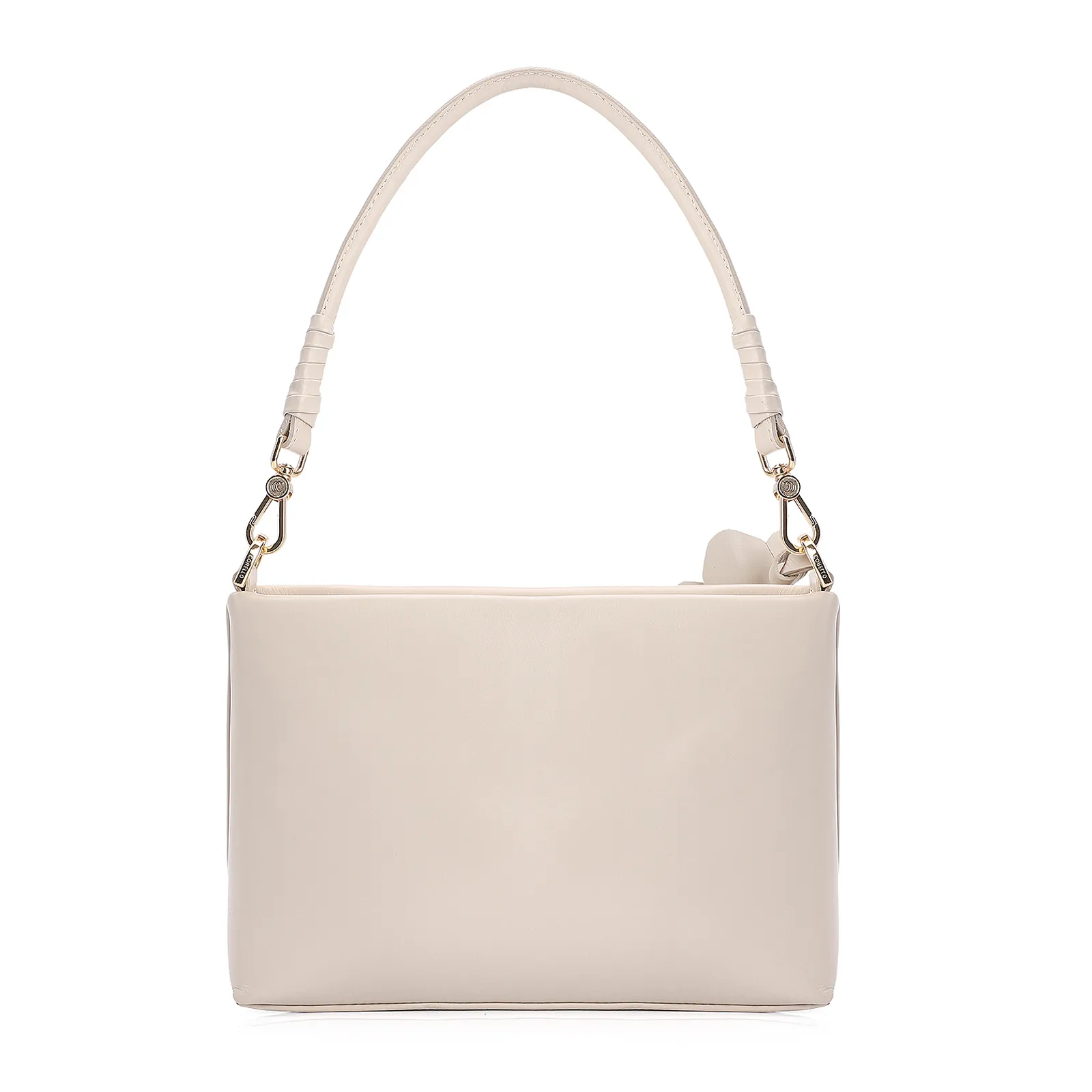 Bolsa De Ombro Flor Couro Off White