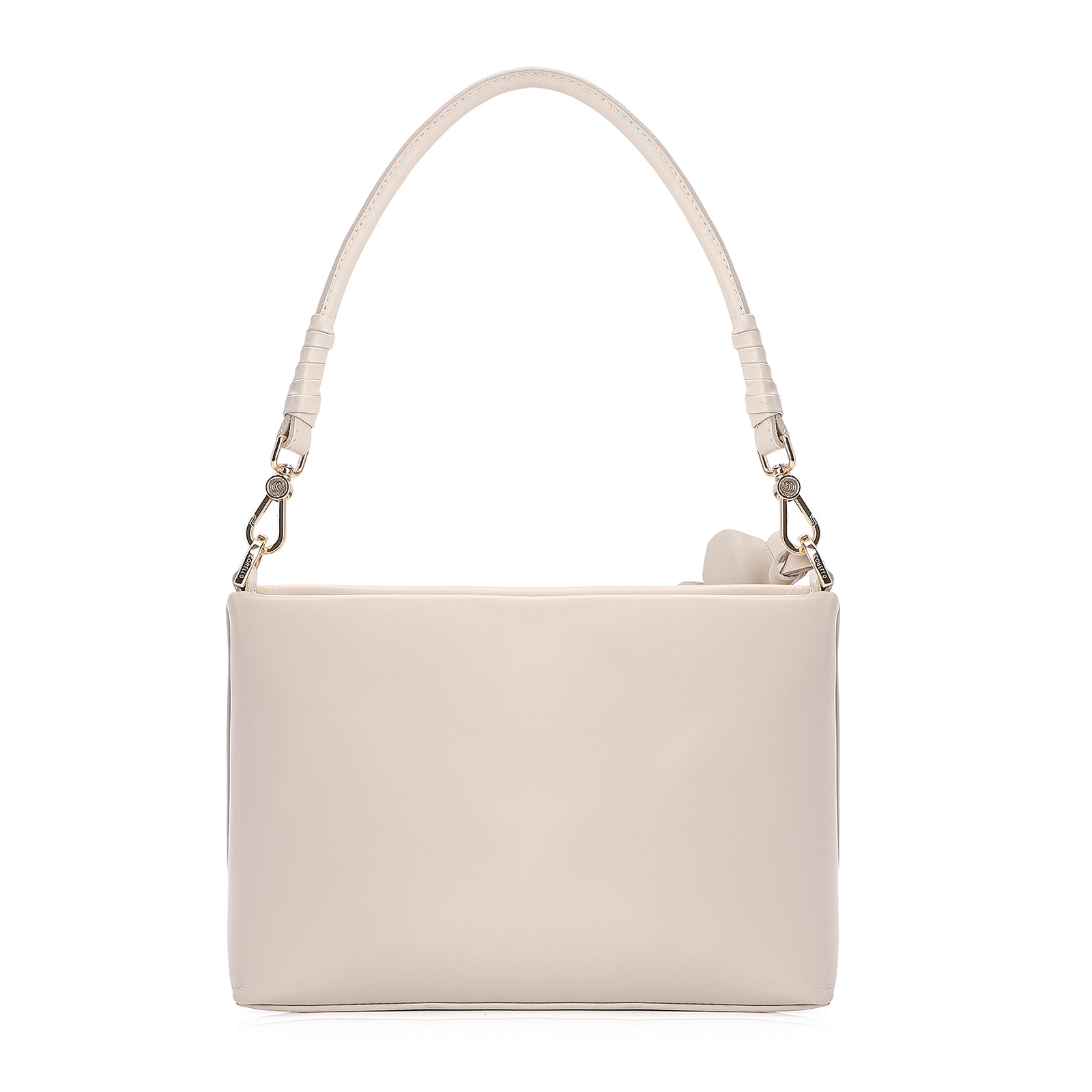 Bolsa De Ombro Flor Couro Off White