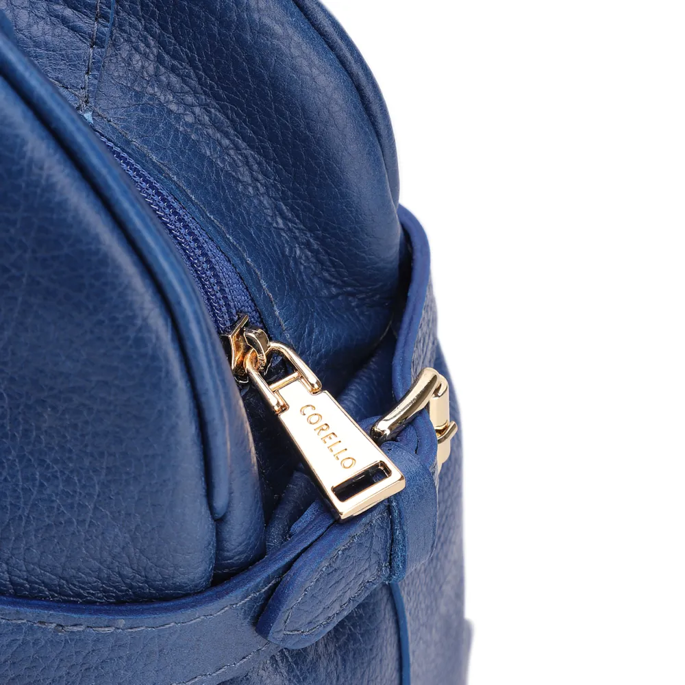 Bolsa De Ombro Grande Couro Antique Azul Fivela Lateral - imagem 5
