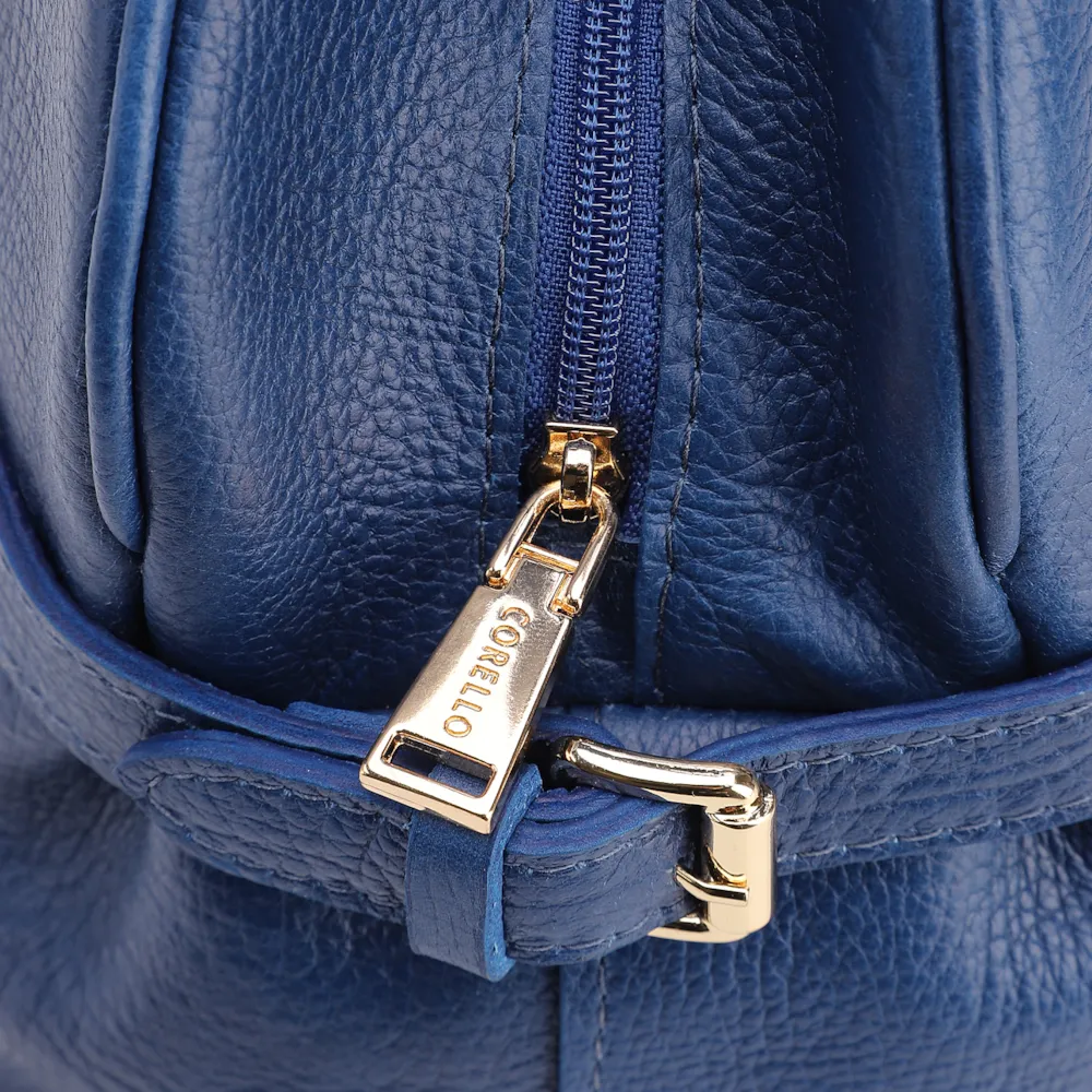 Bolsa De Ombro Grande Couro Antique Azul Fivela Lateral - imagem 6
