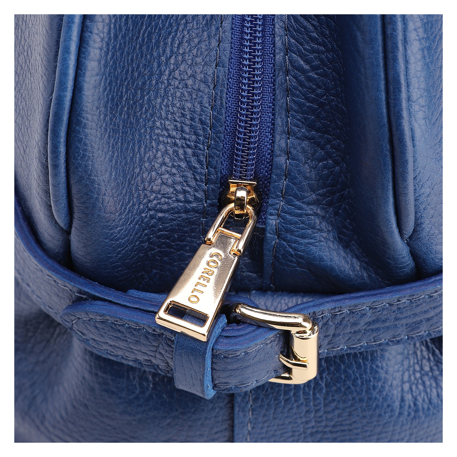 Bolsa De Ombro Grande Couro Antique Azul Fivela Lateral