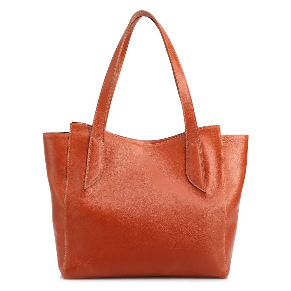  Bolsa De Ombro Grande Couro Antique Laranja Pingente Dourado - imagem 3
