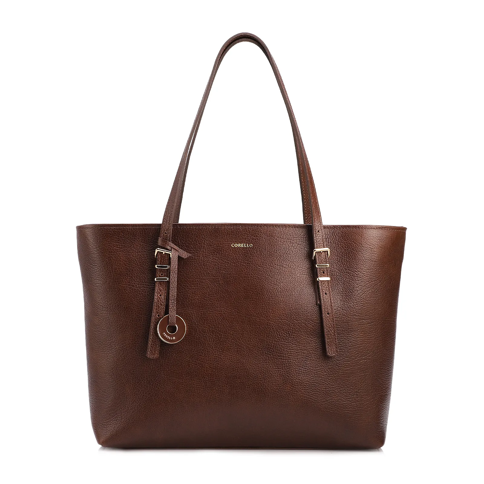 Bolsa De Ombro Grande Couro Antique Marrom Alças Paralelas