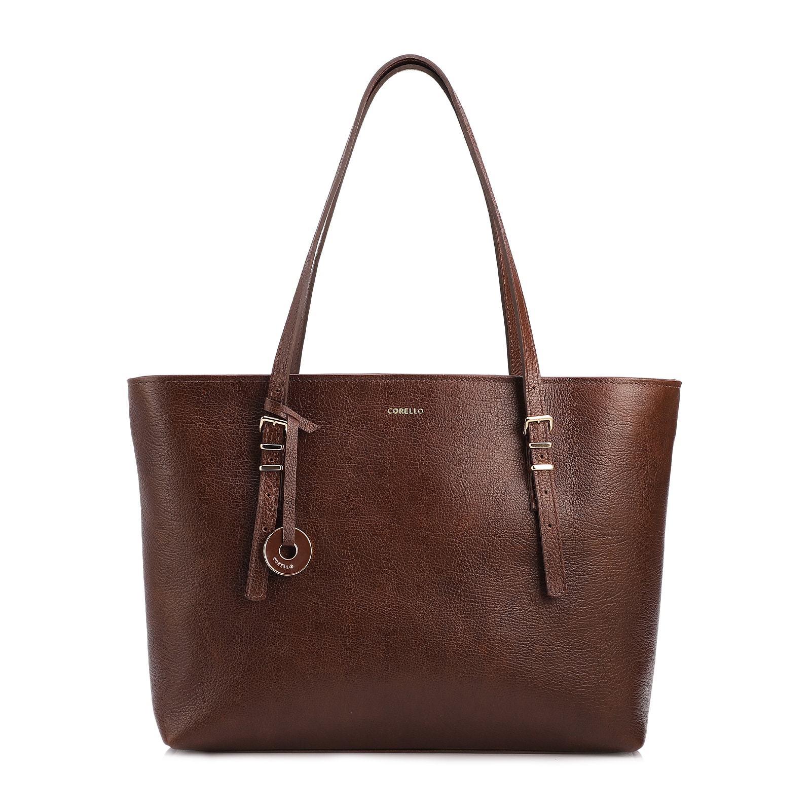 Bolsa De Ombro Grande Couro Antique Marrom Alças Paralelas