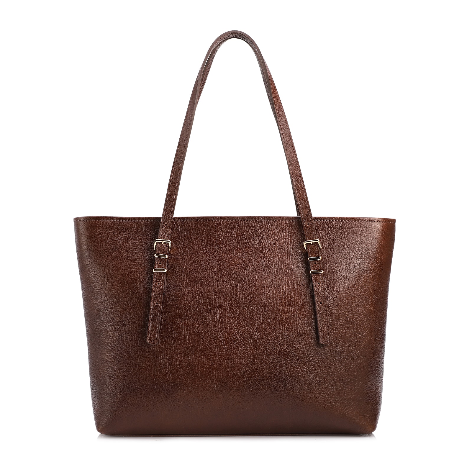 Bolsa De Ombro Grande Couro Antique Marrom Alças Paralelas