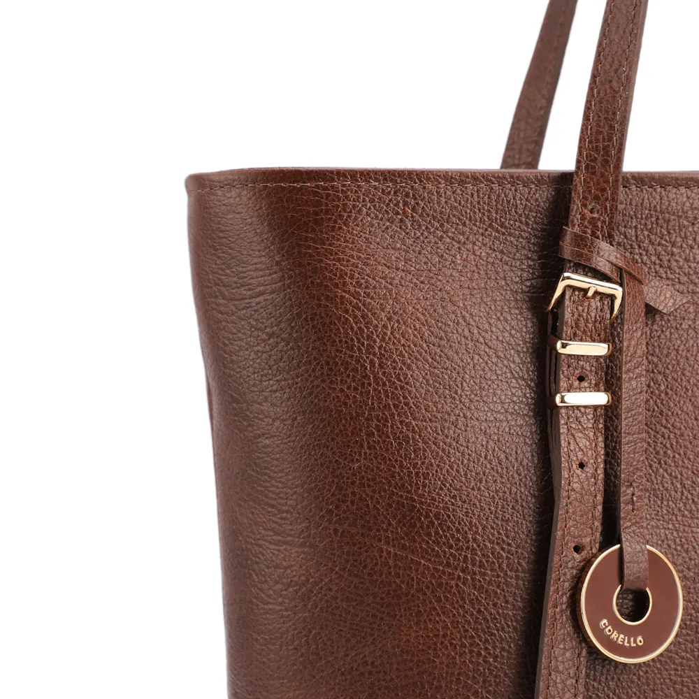 Bolsa De Ombro Grande Couro Antique Marrom Alças Paralelas - imagem 7