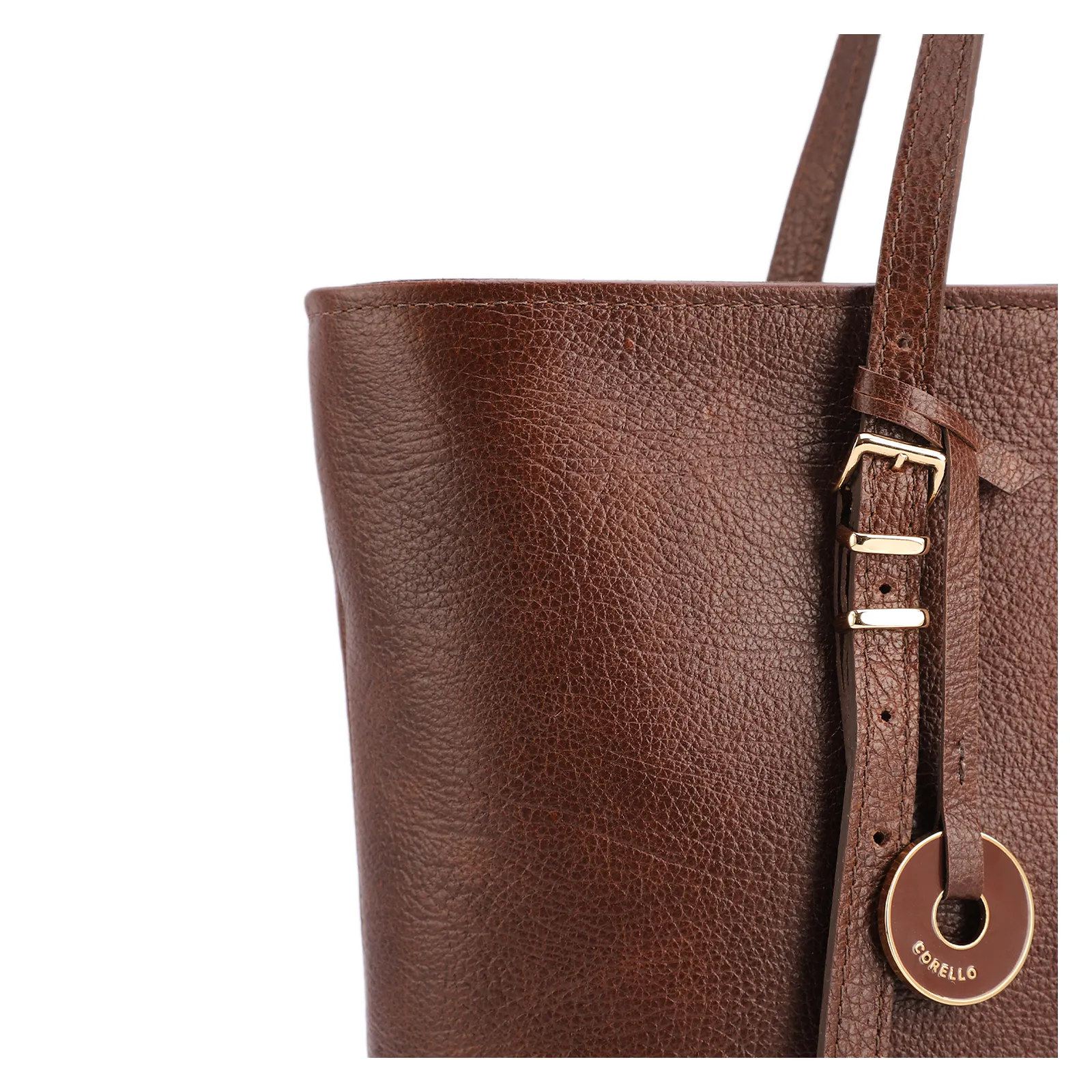 Bolsa De Ombro Grande Couro Antique Marrom Alças Paralelas