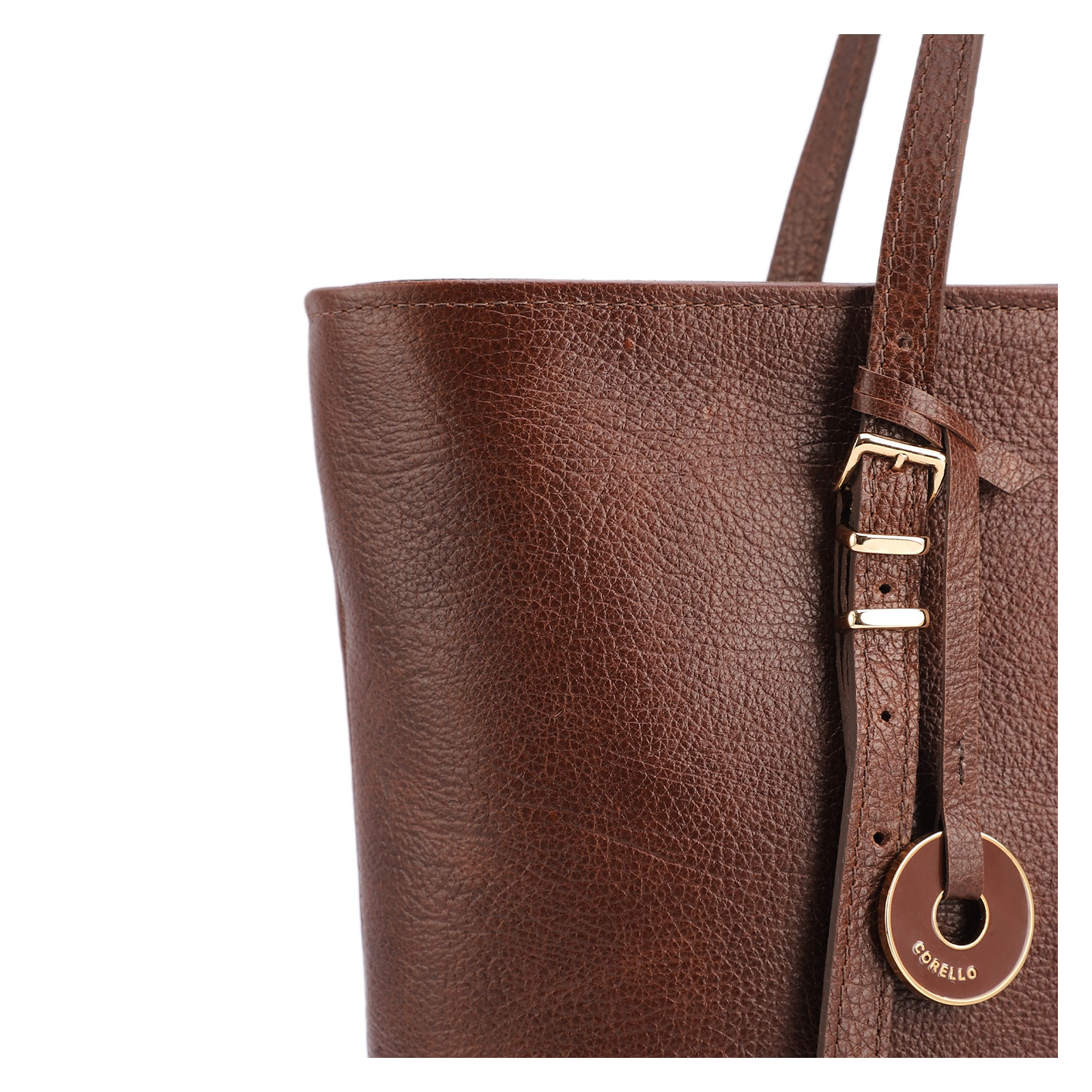 Bolsa De Ombro Grande Couro Antique Marrom Alças Paralelas