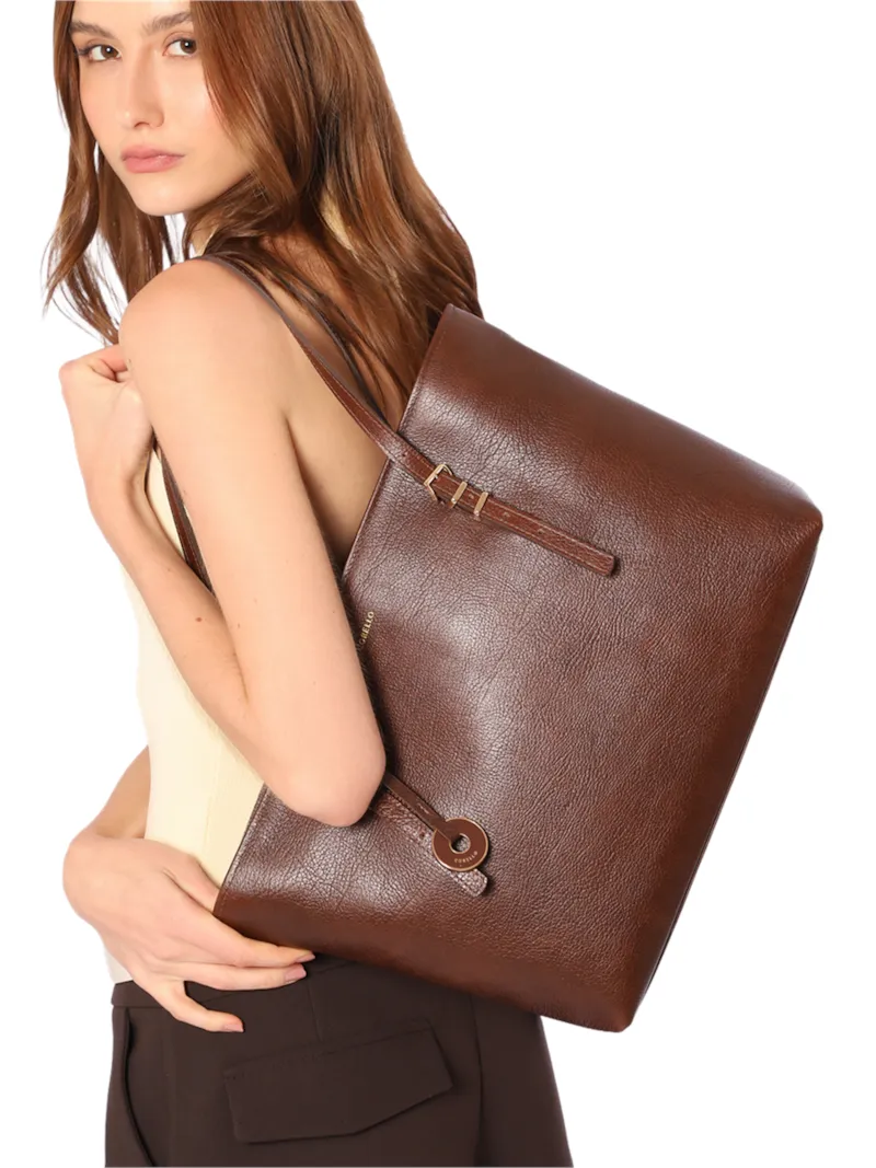 Bolsa De Ombro Grande Couro Antique Marrom Alças Paralelas - foto 2