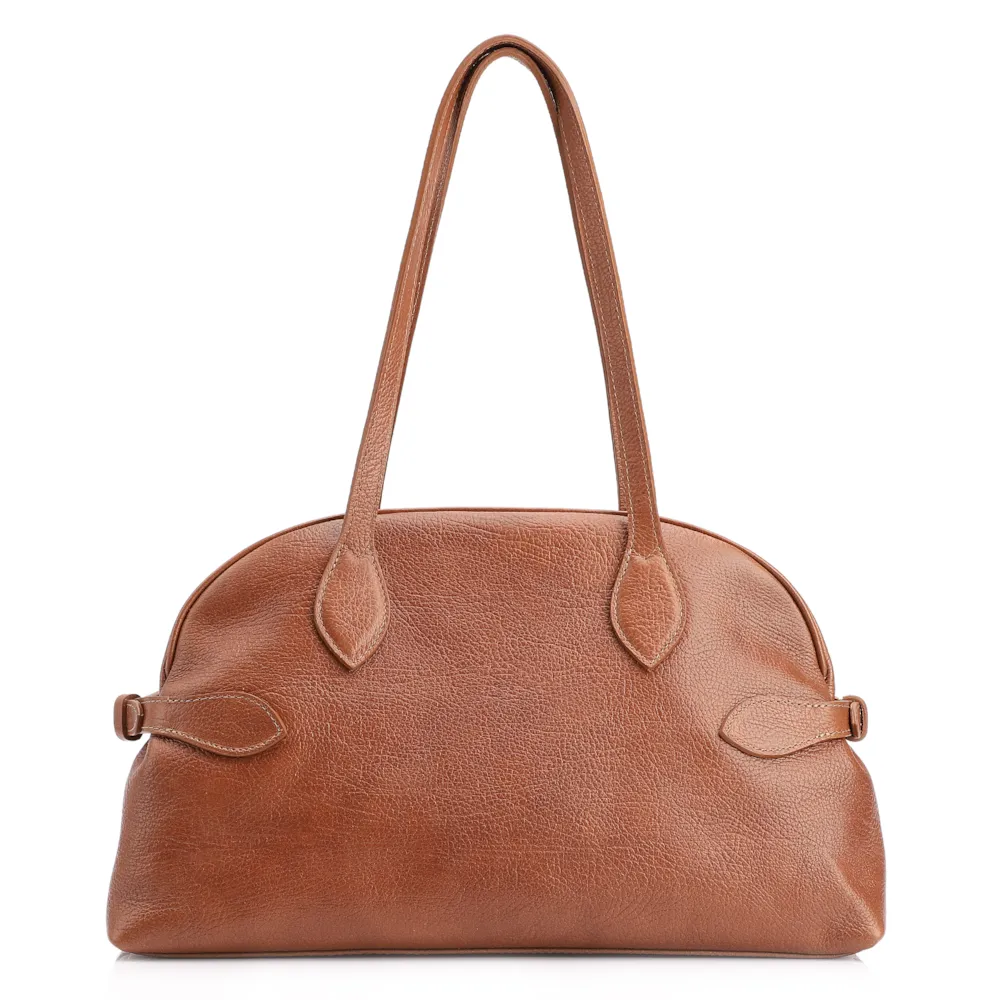 Bolsa De Ombro Grande Couro Antique Marrom Claro Fivela Lateral - imagem 3