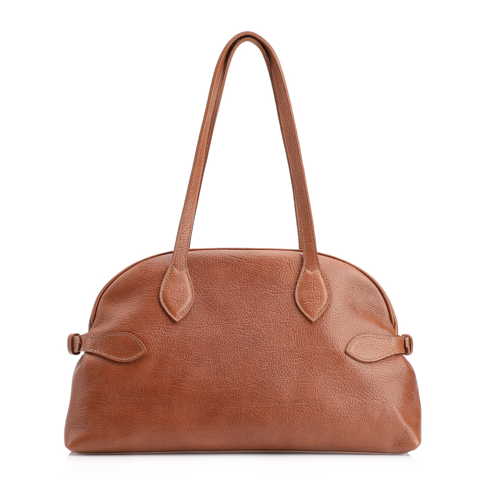 Bolsa De Ombro Grande Couro Antique Marrom Claro Fivela Lateral