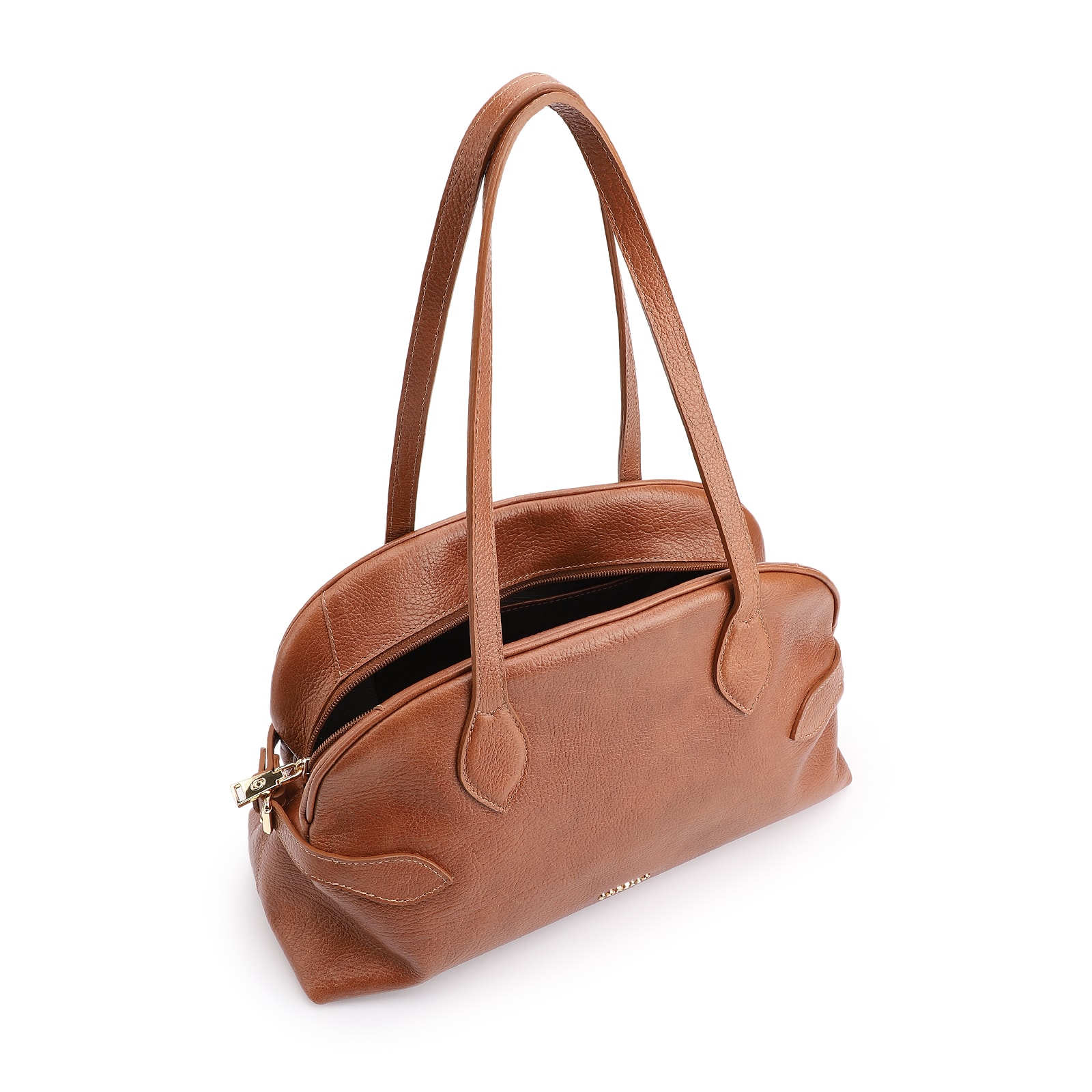Bolsa De Ombro Grande Couro Antique Marrom Claro Fivela Lateral