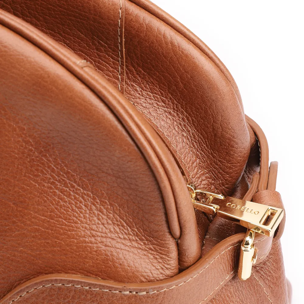 Bolsa De Ombro Grande Couro Antique Marrom Claro Fivela Lateral - imagem 5