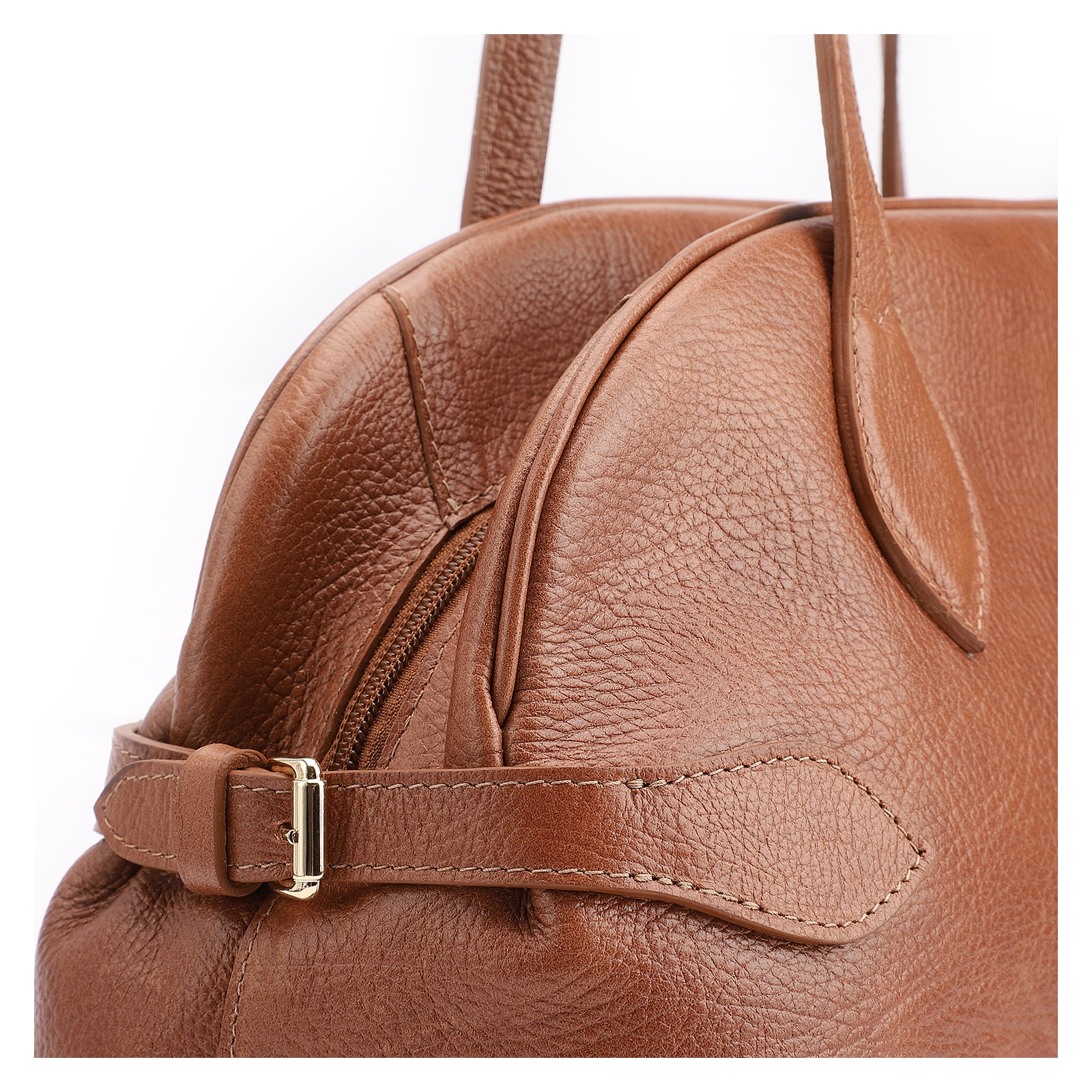 Bolsa De Ombro Grande Couro Antique Marrom Claro Fivela Lateral