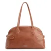 Bolsa De Ombro Grande Couro Antique Marrom Claro Fivela Lateral - imagem 1