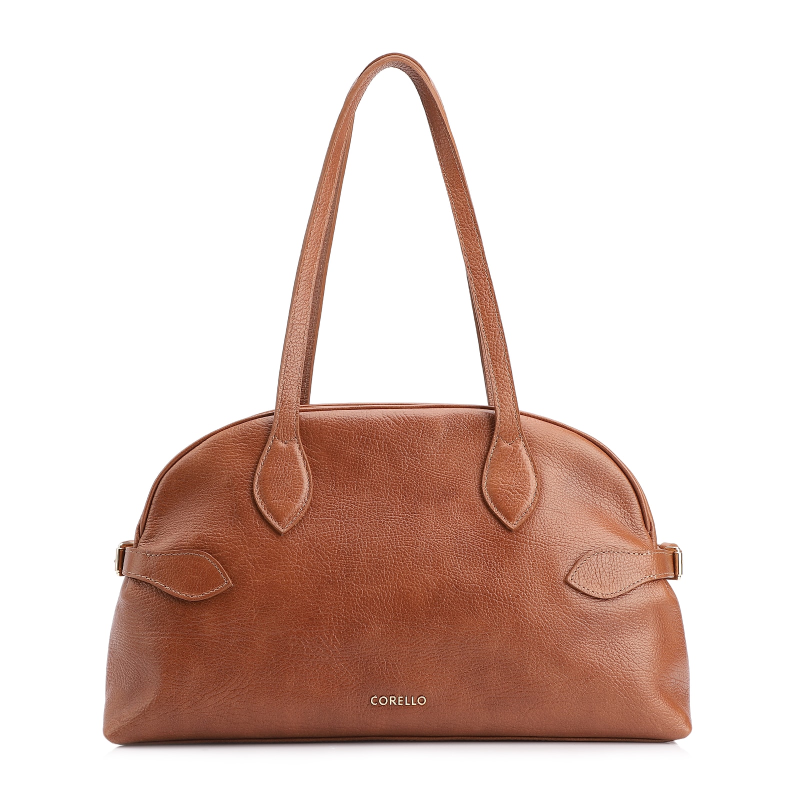 Bolsa De Ombro Grande Couro Antique Marrom Claro Fivela Lateral