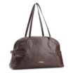 Bolsa De Ombro Grande Couro Antique Marrom Escuro Fivela Lateral - imagem 3