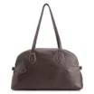 Bolsa De Ombro Grande Couro Antique Marrom Escuro Fivela Lateral - imagem 4
