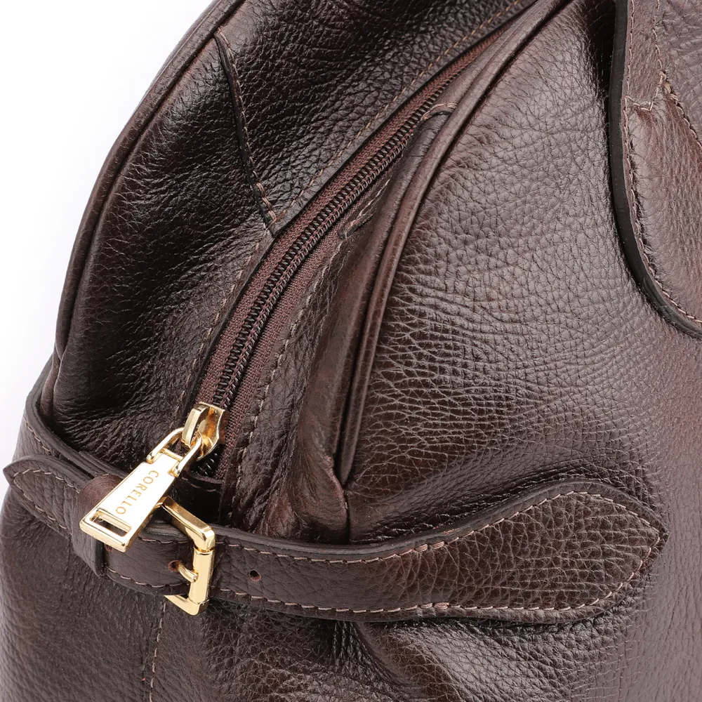 Bolsa De Ombro Grande Couro Antique Marrom Escuro Fivela Lateral - imagem 6