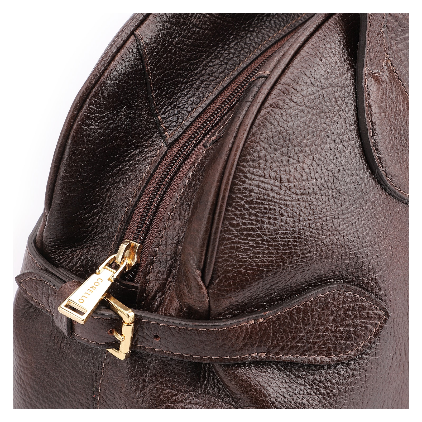 Bolsa De Ombro Grande Couro Antique Marrom Escuro Fivela Lateral