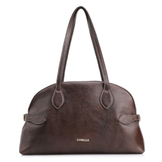 Grande Couro antique Marrom Escuro Fivela Lateral
