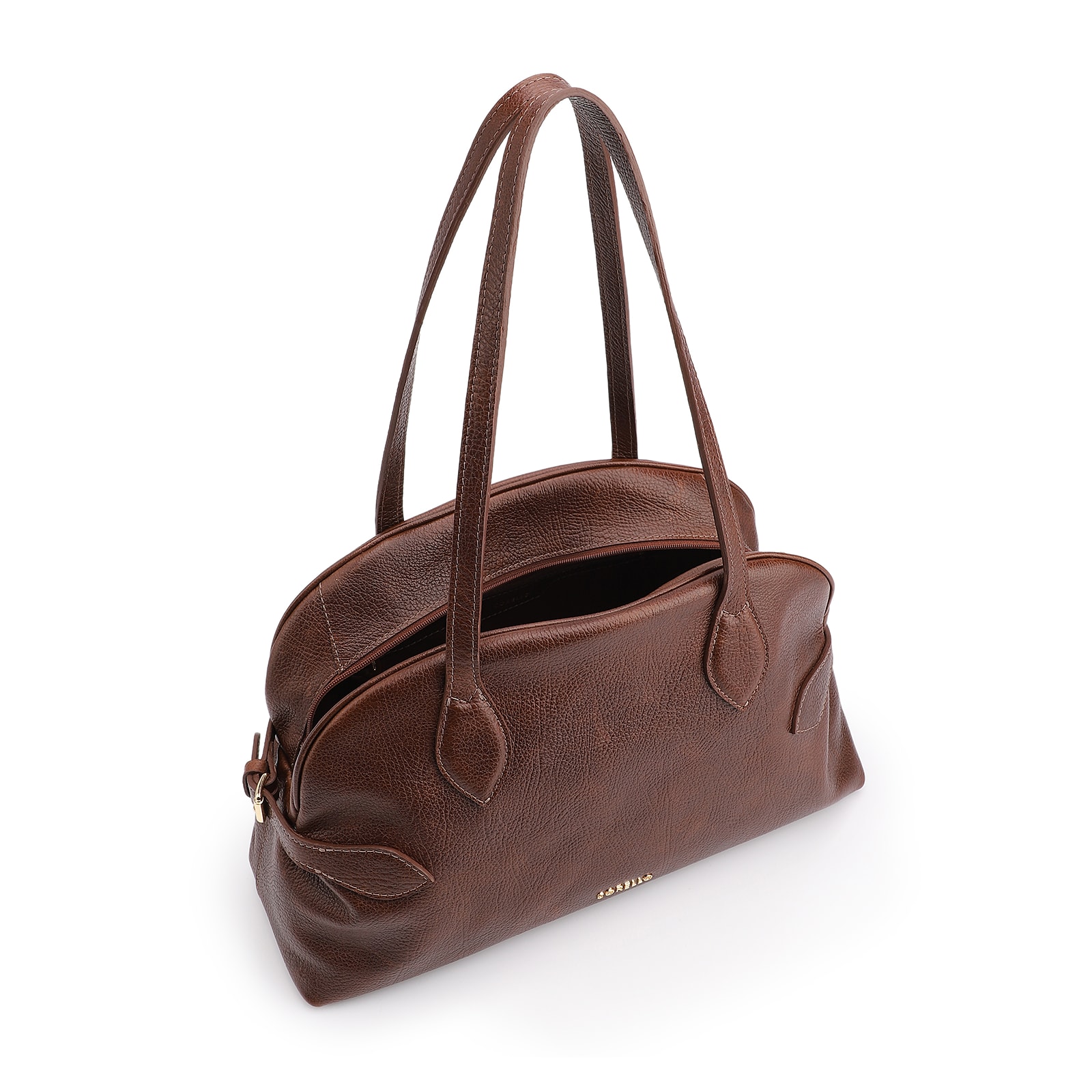 Bolsa De Ombro Grande Couro Antique Marrom Fivela Lateral