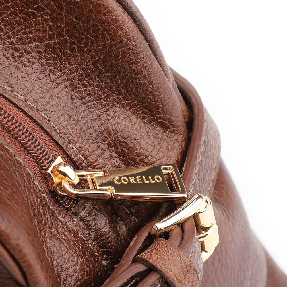 Bolsa De Ombro Grande Couro Antique Marrom Fivela Lateral - imagem 5