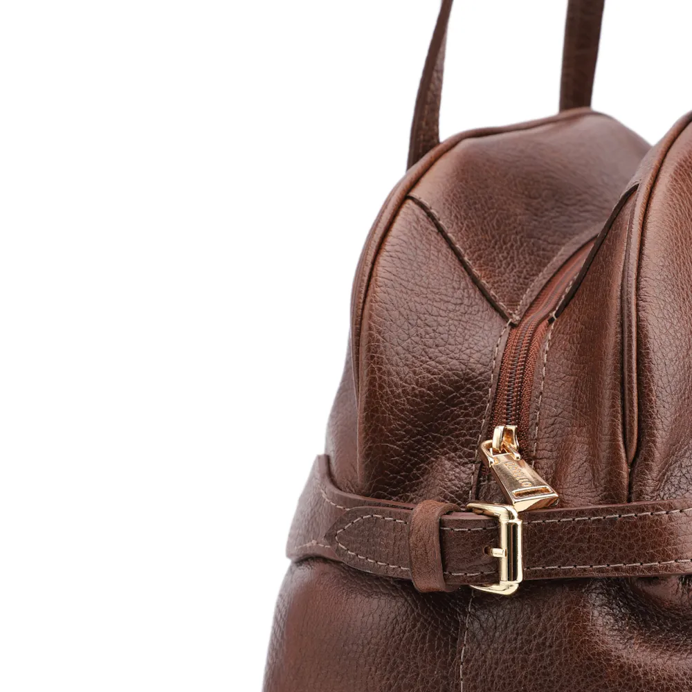 Bolsa De Ombro Grande Couro Antique Marrom Fivela Lateral - imagem 6