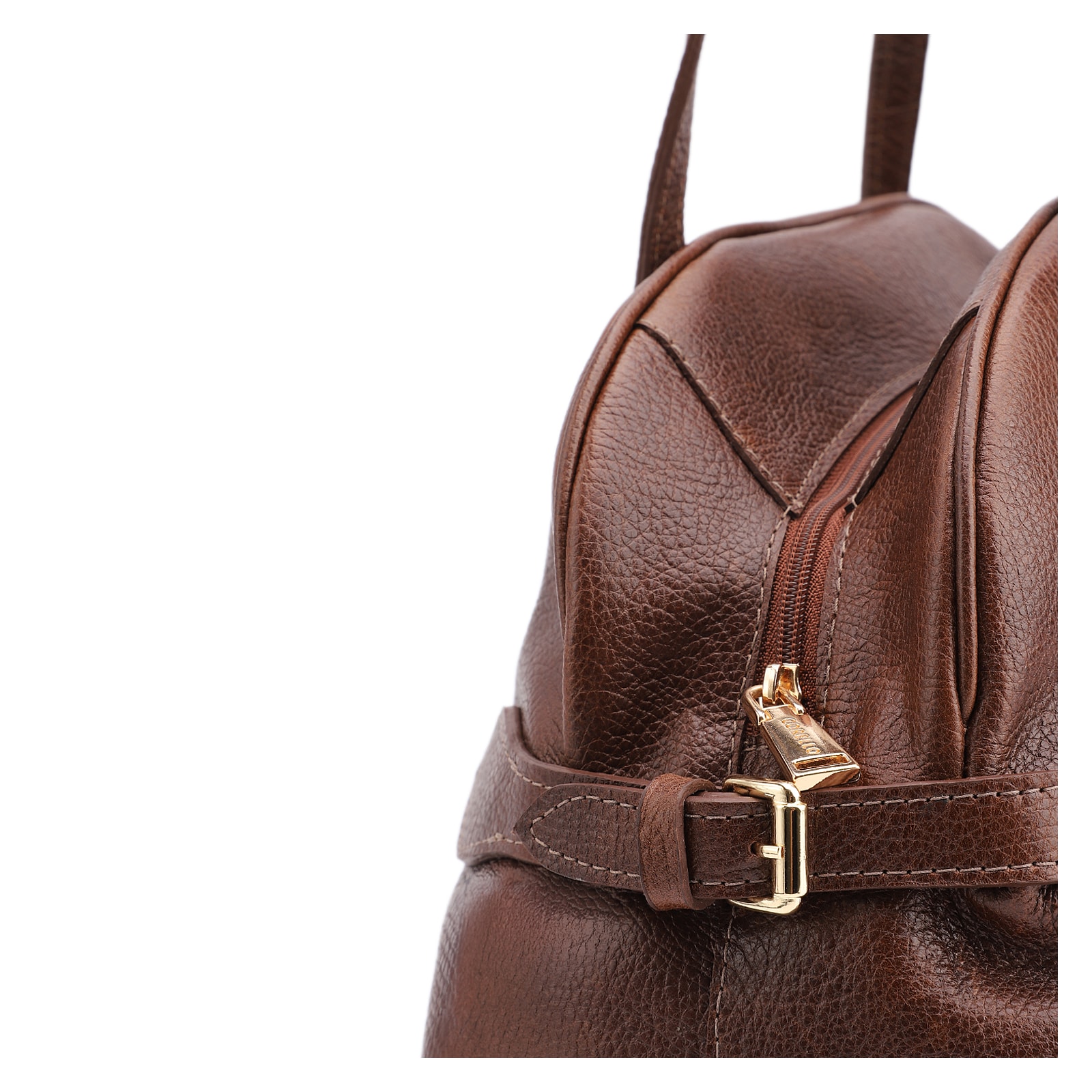 Bolsa De Ombro Grande Couro Antique Marrom Fivela Lateral