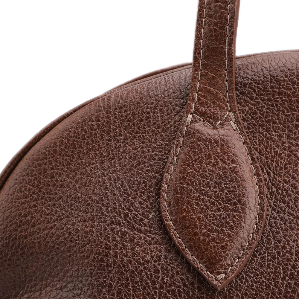 Bolsa De Ombro Grande Couro Antique Marrom Fivela Lateral - imagem 7
