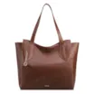  Bolsa De Ombro Grande Couro Antique Marrom Pingente Dourado - imagem 1