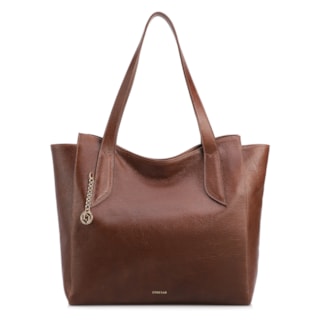 Grande Couro Antique Marrom Pingente dourado