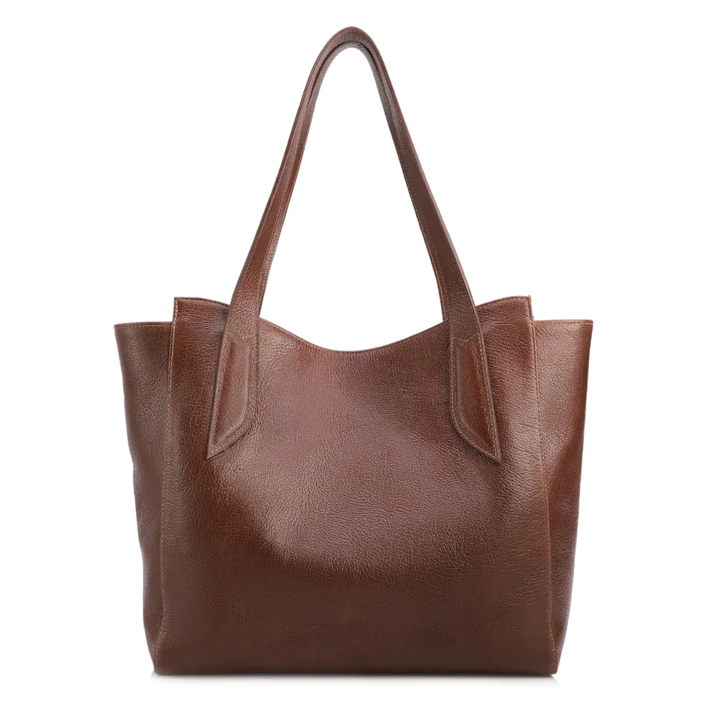  Bolsa De Ombro Grande Couro Antique Marrom Pingente Dourado - imagem 3