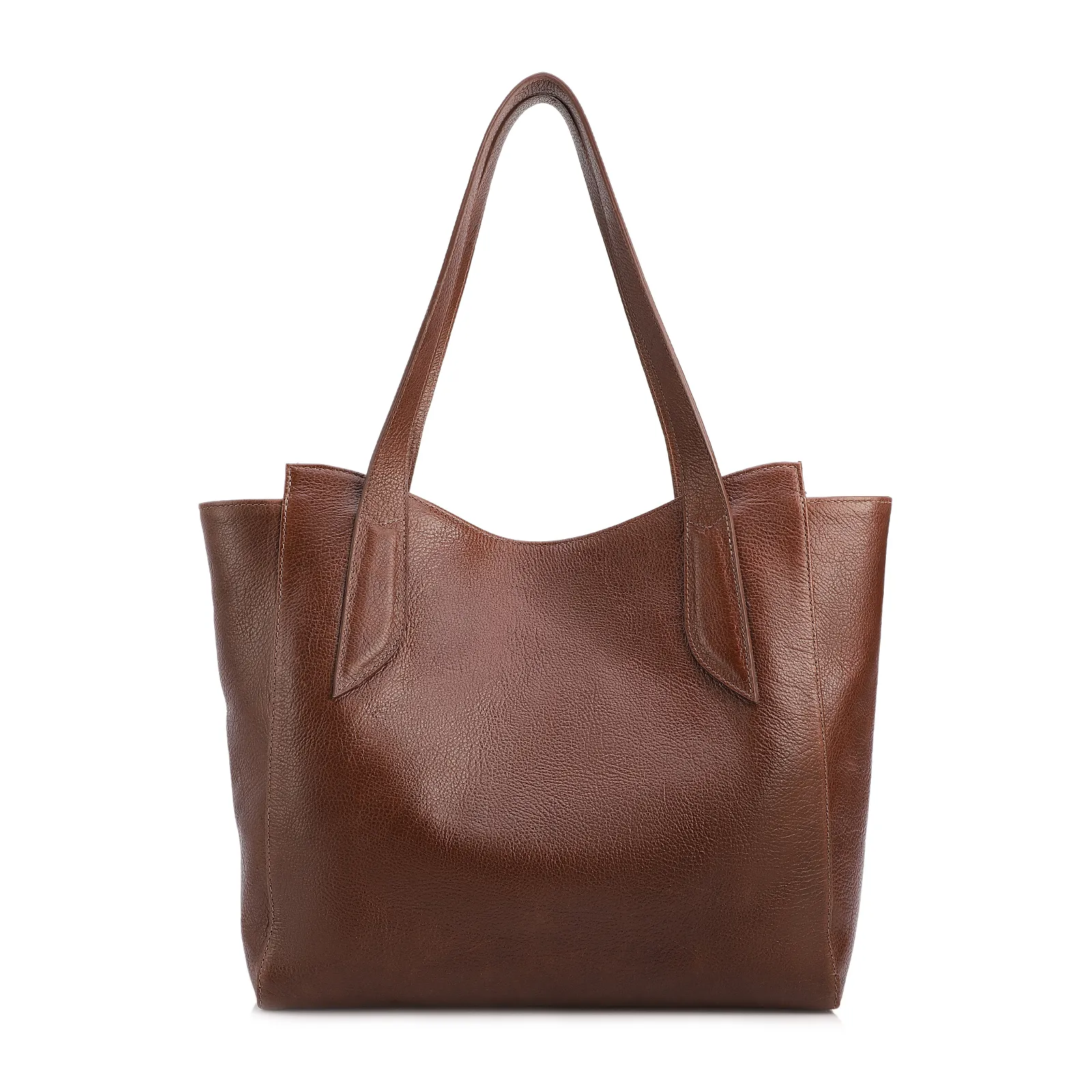 Bolsa De Ombro Grande Couro Antique Marrom Pingente Dourado