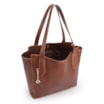  Bolsa De Ombro Grande Couro Antique Marrom Pingente Dourado - imagem 4