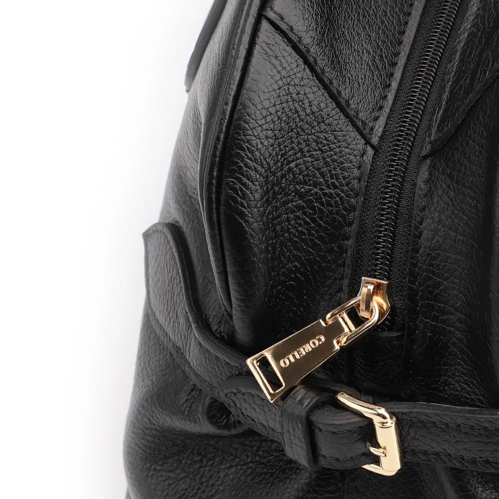 Bolsa De Ombro Grande Couro Antique Preta Fivela Lateral - imagem 5