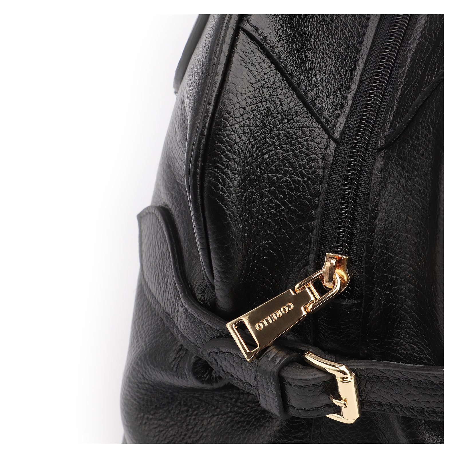 Bolsa De Ombro Grande Couro Antique Preta Fivela Lateral